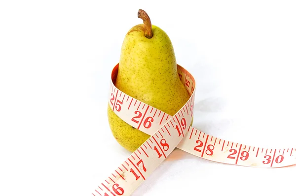 Pear with measuring tape — Stock Photo, Image