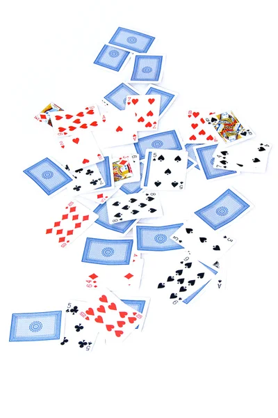 Jogando baralho de cartas no branco — Fotografia de Stock