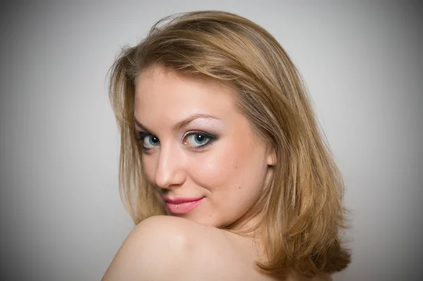 stock image Blond girl with make-up portrait