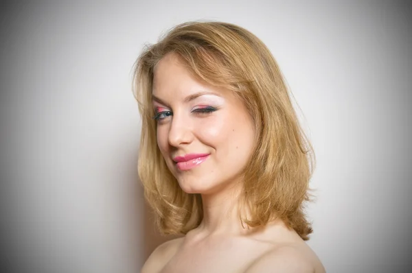 Blond girl with make-up portrait — Stock Photo, Image