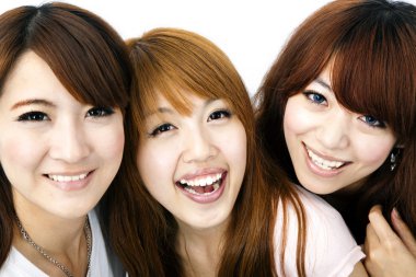 Happy group of asian girls smiling clipart