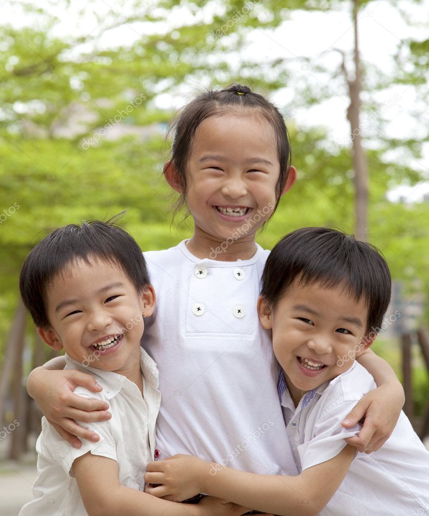 Happy asian children