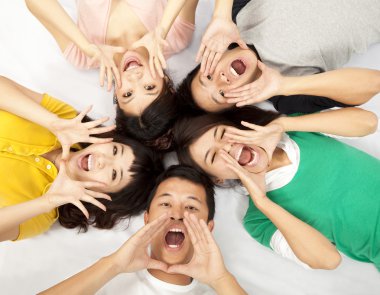 Group of young asian are shouting clipart