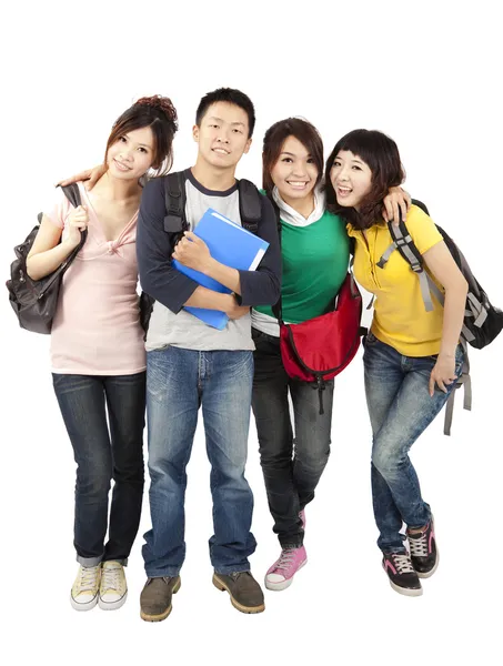 Feliz asiático estudantes isolado no branco fundo — Fotografia de Stock