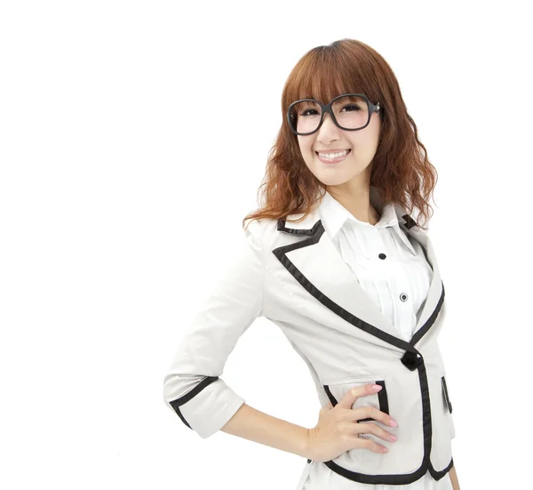 Giovane asiatico ufficio signora isolato su bianco — Foto Stock