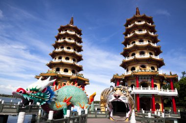 Famous Tower and dragon and tiger, taiwan clipart