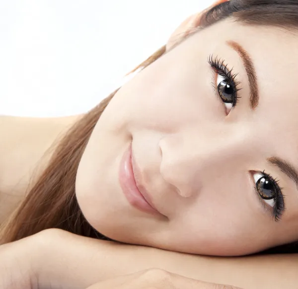Close up di asiatico donna faccia — Foto Stock