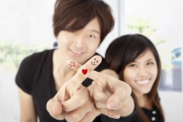 Smiling fingers of happy couple — Stock Photo, Image