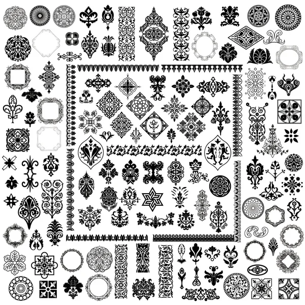 100 different style elements — Stock Vector
