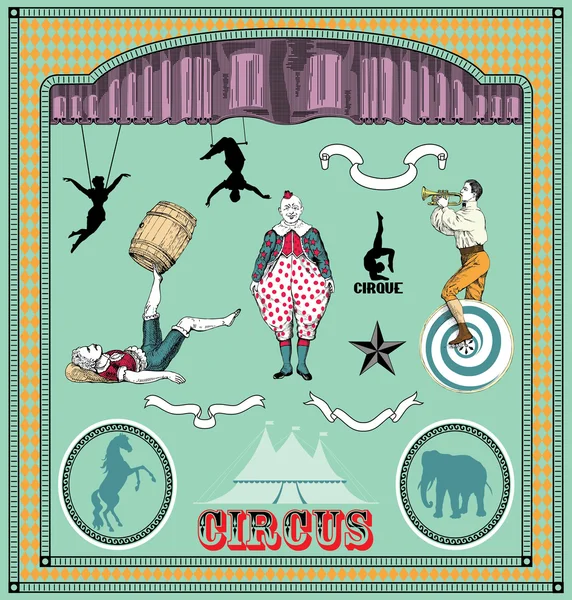 Éléments de cirque vintage Illustrations De Stock Libres De Droits