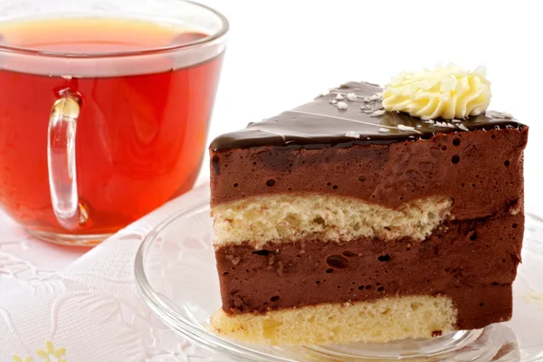 stock image Tea cup and cake slices