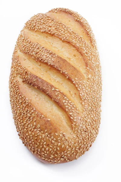 Ψωμί με ένα σουσάμι, πάνω από το λευκό — Φωτογραφία Αρχείου