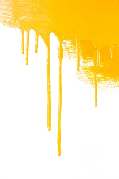 Orange paint flows / isolated on white background with copy spa — Stock Photo, Image