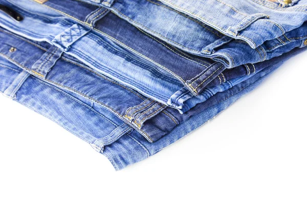 Jeans biru diisolasi pada latar belakang putih — Stok Foto