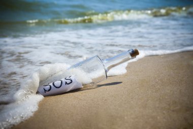 Message in a bottle / SOS! clipart