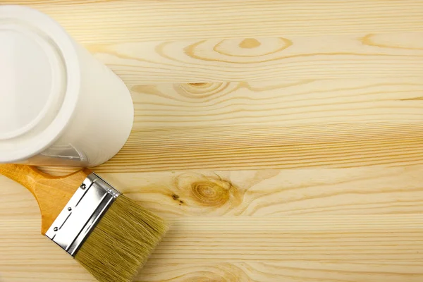 Trä textur och tenn, pensel / täcker av lack — Stockfoto