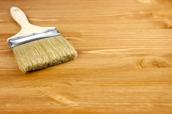 Ahşap doku ve boya fırçası / ev işleri arka plan — Stok fotoğraf