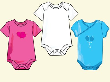 Baby onesie set in different styles clipart