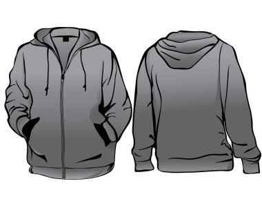 Jacket or sweatshirt template with zipper clipart