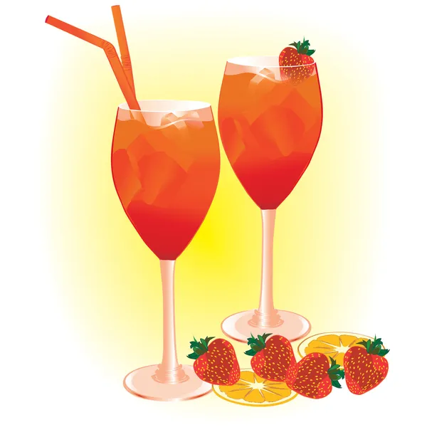 Summer drink with strawberry — Stock Vector