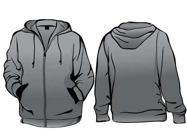 Jacke oder Sweatshirt-Vorlage mit Reißverschluss — Stockvektor