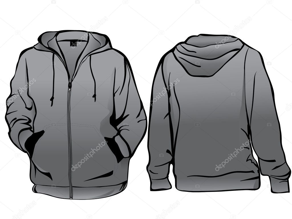 Jacket or sweatshirt template with zipper