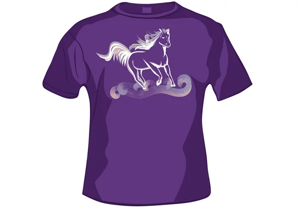 T-Shirt, Hemd vorne mit Pferd — Stockvektor