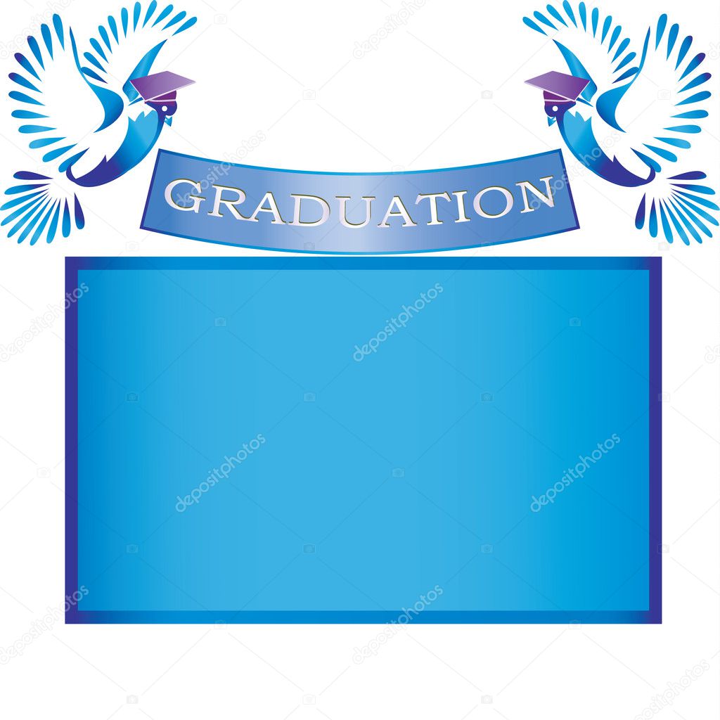 Graduation banner with doves and mortars