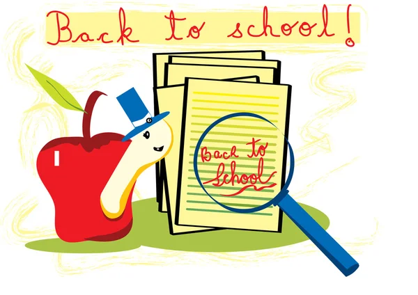 Επιστροφή στο σχολείο με μήλο — Διανυσματικό Αρχείο