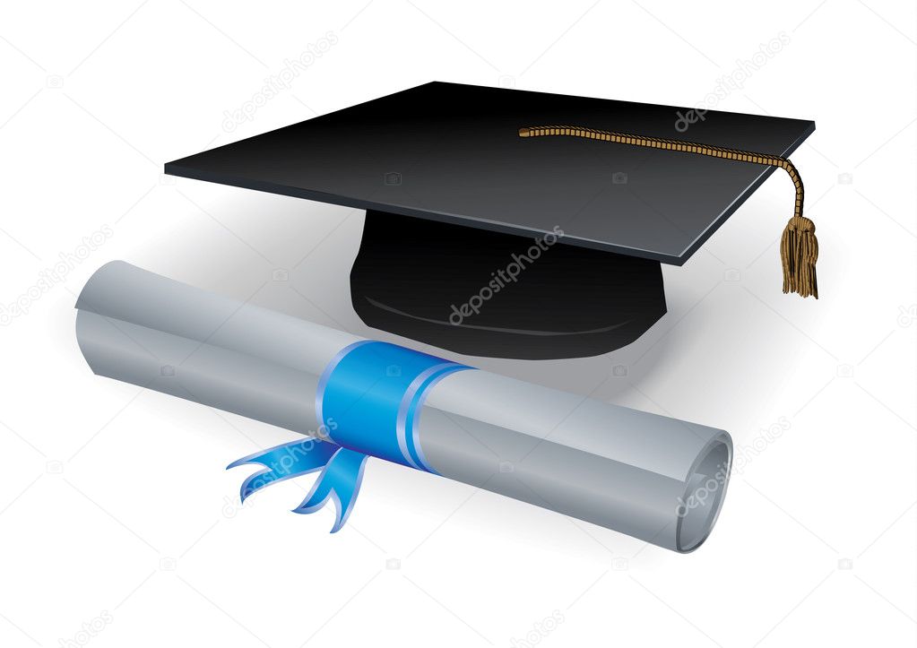 Graduation mortar and diploma