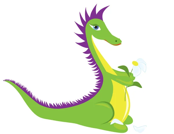 Dragon avec une camomille — Image vectorielle