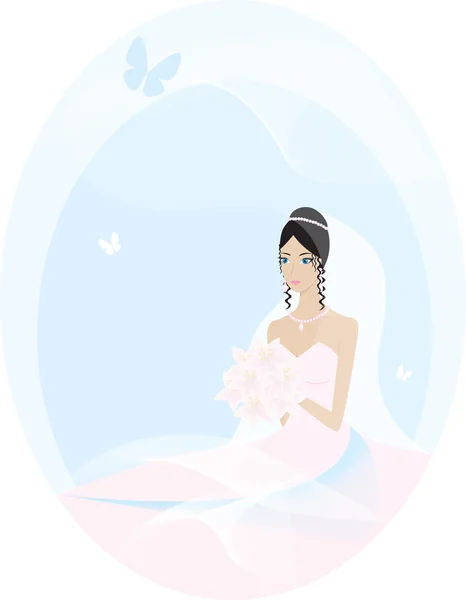Bride with bouquet of flowers — Stock Vector