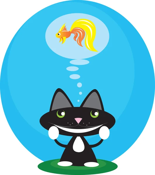 Kočka a ryba — Stockový vektor