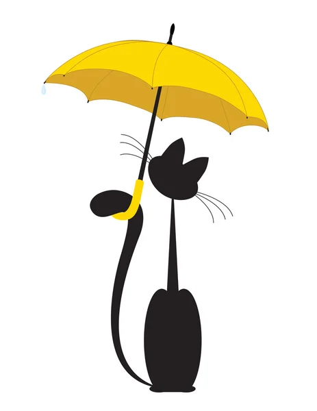 Gato en paraguas — Vector de stock