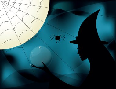 Witch on halloween clipart