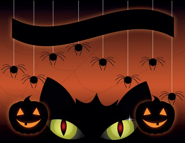 Zwarte kat op een halloween — Stockvector