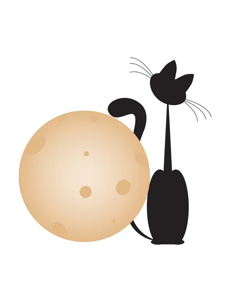 猫咪和月亮 — 图库矢量图片
