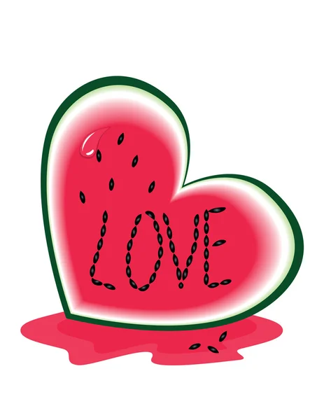 Skiva vattenmelon som ett hjärta — Stock vektor