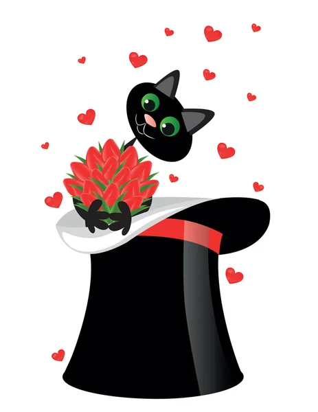 Chat tenant une fleur — Image vectorielle