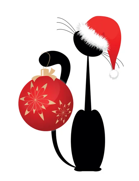 黑色圣诞节小猫 — 图库矢量图片
