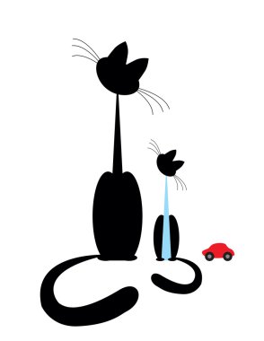 A cat with a kitten clipart