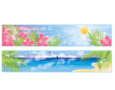 Summer tropical banners, vector illustration clipart