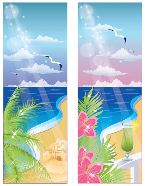 Bannières d'été, illustration vectorielle — Image vectorielle