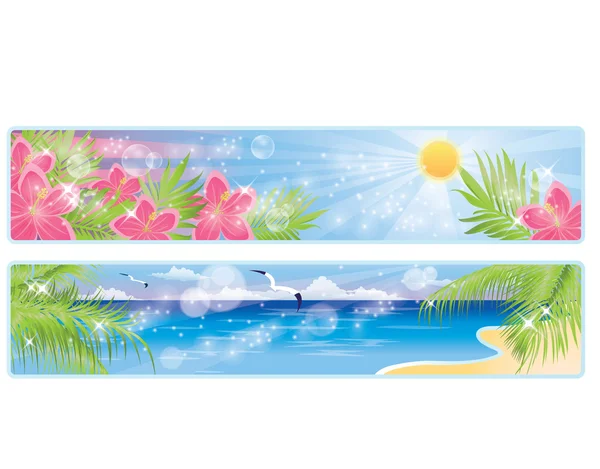 Літні тропічні банери, Векторні ілюстрації — стоковий вектор