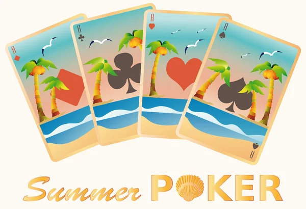 Tarjetas de poker de verano, ilustración vectorial — Vector de stock