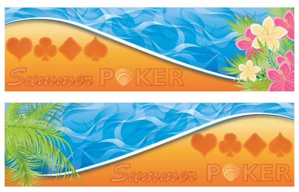 Bandiere di poker estive. illustrazione vettoriale — Vettoriale Stock