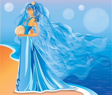 Marine bride, vector illustration clipart