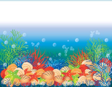 Underwater banner, vector illustration clipart