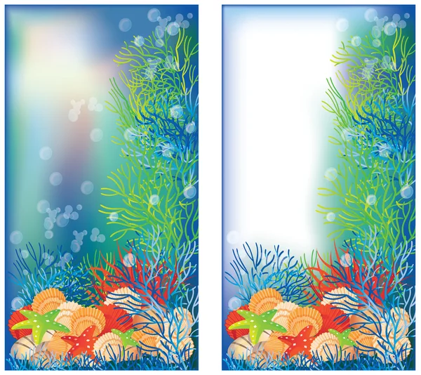 Två undervattens banners, vektor illustration — Stock vektor