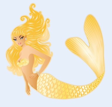 Beautiful golden mermaid. vector illustration clipart